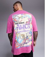 Disney unisex oversized t-shirt with Alice in Wonderland prints in washed pink