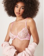 Cleo premium embroidery lingerie in pink