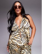 Premium Curve Gia satin set in animal print