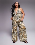 Premium Curve Gia satin set in animal print