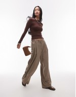 soft long sve jersey top in brown