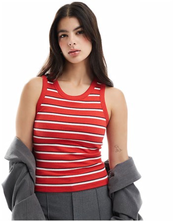 bra detail vest tops in red