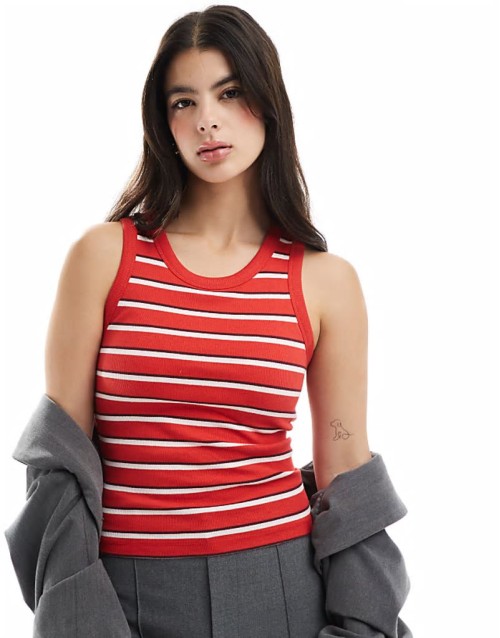 bra detail vest tops in red