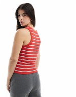bra detail vest tops in red