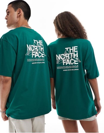 Mountain Sketch back print oversized t-shirt in green