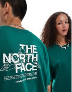 Mountain Sketch back print oversized t-shirt in green