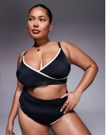 Curve contrast binding bikini in black