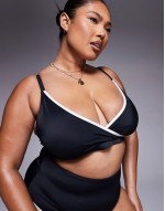 Curve contrast binding bikini in black