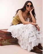 Lizi lace maxi skirt in chalk white
