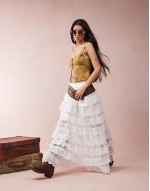 Lizi lace maxi skirt in chalk white