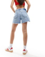 baggy fit low rise denim shorts in light wash