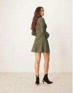 sculpt high neck mini dress in khaki