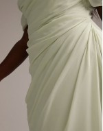 Curve Bridesmaids draped  midaxi dress in light green