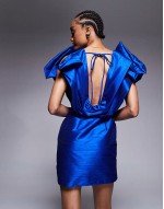 Tall structured plunge mini dress in cobalt blue
