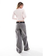 Cotton On Annie lace tie v neck long sve top in pink