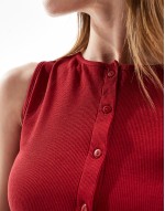 button down vest in red